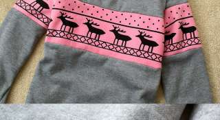 Womens Ladies Cute Deer Long Hoodie Coat Sweatshirt Japan 1028  