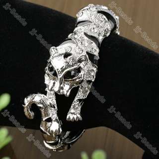 Enamel Black Stripe Leopard Tiger Crystal Bracelet 1pc  
