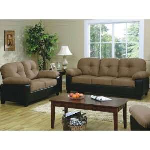  Marco Microfiber Sofa and Loveseat Set in Light Brown 
