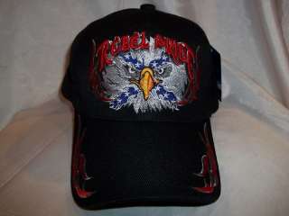 REBEL PRIDE BALL CAP HAT IN BLACK W/ BALLED EAGLE NWT  