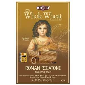 Gia Russa Whole Wheat Roman Rigatoni   1 Pound  Grocery 