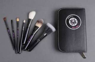 New 7 pcs Hello Kitty Makeup Brush Set Kit and Black Faux Leather Case 