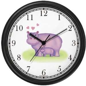  Hippopotamus Mother & Baby JP Wall Clock by WatchBuddy 