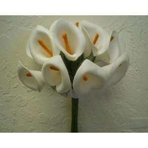 WHITE Mini Calla Lily Foam Flower Stem Bundles Artificial Wedding