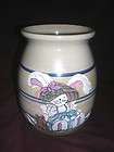   Vintage Crock Jar with Cute Hand Painted Rabbit Pattern / Easter Bunny