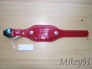 NEW MICHELE AUTHENTIC ALLIGATOR RED CUFF WATCH BAND  