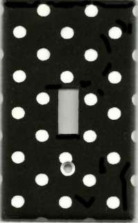 BLACK WITH WHITE POLKA DOTS LIGHT SWITCH PLATE COVER  