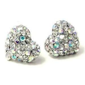  Sparkling Crystal Embellished Heart Stud 1/2 Stud Earrings Jewelry