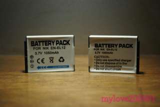 New 3.7V 1050mAh Battery EN EL12 For Nikon CoolPix S1000pj S610 S610c 