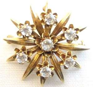 Vintage Victorian Old 14k Solid Gold Starburst Pin Brooch Pendant 