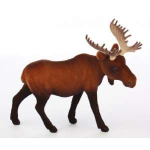 25 Tall Standing Vintage Look Brown Flocked Moose with Antlers 4 