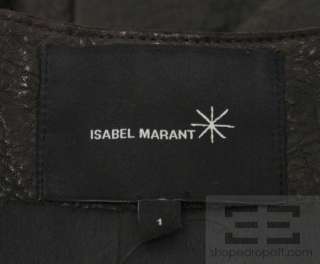 Isabel Marant Brown Pebbled Leather Hook & Eye Closure Jacket Size 1 