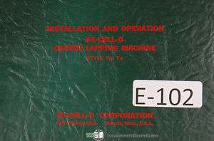 Excello Style 74 Center Lapping Machine Operator Manual  
