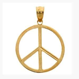  14kt Yellow Gold Peace Sign Pendant: Jewelry