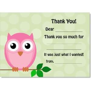  Shes a Hoot Pink Fill In Thank You Notes 