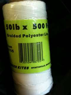 Bulk Kite Line 50Lb. X 500 Braided Polyester on Tube.  
