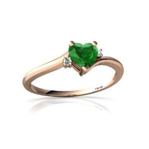 14k Rose Gold Heart Genuine Emerald Ring Size 9 Jewelry