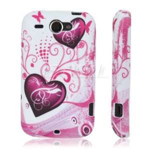     PURPLE HEARTS SILICONE GEL BACK CASE FOR HTC WILDFIRE: Electronics