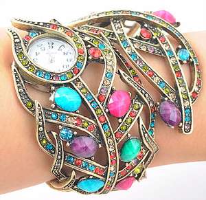wholesale 1pcs Color rhinestone Crystal Cuff Watch Bracelet Bangle 