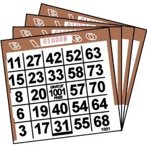  1 ON Brown Paper Bingo Cards (500 ct) (500 per package 