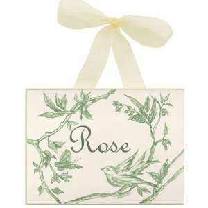  Green Toile Personalized Wall Plaque: Baby