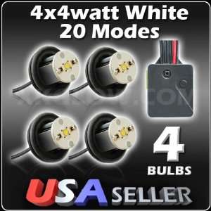 WHITE   4pc 4watt High Power LED Emergency Strobe Flash Light Kit 20 