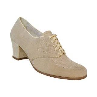    Camel Vintage 1930s Velvet Oxford Swing Dance Shoes with Suede Sole