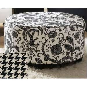  Round Cocktail Ottoman in Berne Black and White Furniture 