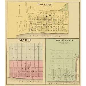 HIGGINSPORT, NEVILLE AND POINT PLEASANT OHIO (OH) LANDOWNER MAP 1877