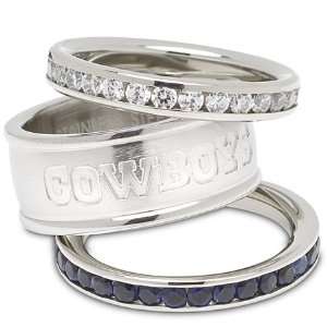  Stainless Steel Dallas Cowboys Stacked Logo Ring Set 