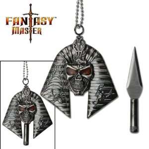   Fantasy Master Egyptian Pharoah Skull Necklace Knife 
