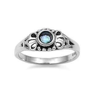   Ring with Aquamarine CZ Stones   March Birthstone   Size 1 Jewelry