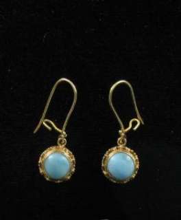Stunning sky blue bead pair set with solid 18K Gold french earwires in 