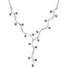   Round Shape Amethyst Gemstone Pendant Necklace in Sterling Silver