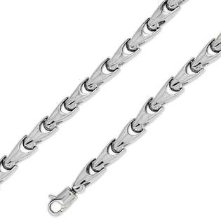 14K Solid White Gold Hip Hop Bullet Chain Necklace 6.5mm (1/4 in 