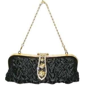   Bag with Gold Rhinestone Decorated Clasp in Black 