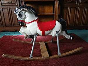    Century Rocking Horse Wood Metal Hard Plastic Ride On Toy 1950s WOW