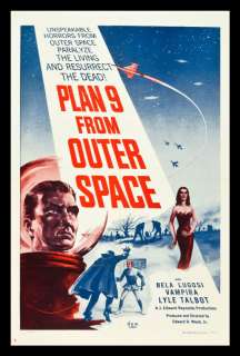 PLAN 9 FROM OUTER SPACE * ORIG MOVIE POSTER 1958 SCI FI  