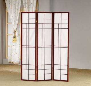 Contemporary 3 Panel Folding Screen Divider in Cherry Finish with 