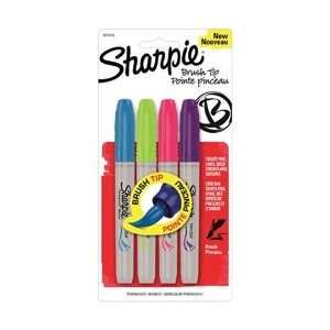  Sanford Sharpie Brush Tip Markers 4/Pkg Lime, Magenta, Purple 
