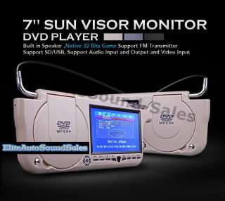 PAIR SUNVISOR MONITOR LCD CD MP3 DVD R DVD PLAYER COMBO  