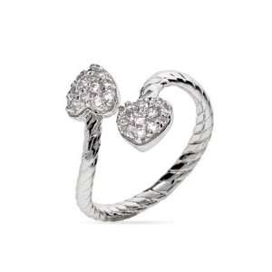  Double Pave Hearts Cable Wrap Ring Size 6 (Sizes 5 6 7 8 9 