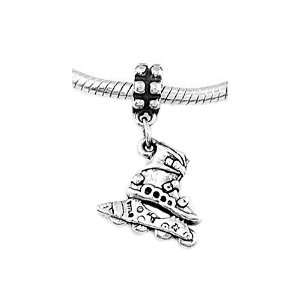    Sterling Silver Roller Blade Skate Dangle Bead Charm Jewelry