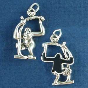    .925 Sterling Silver and Enamel Monkey Swinging Charm Jewelry