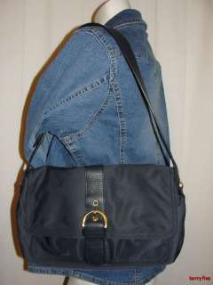   ~TALBOTS Dark Blue Flap Front Nylon Shoulder Bag Handbag Purse  