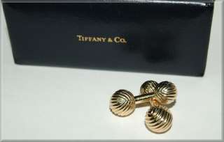 Vintage Tiffany & Co 14K Yellow Gold Fancy Barbell Cuff Links  