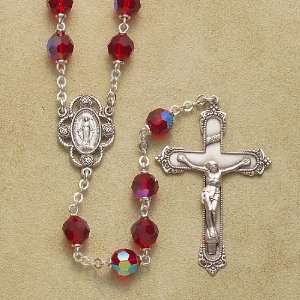   Rosary Rosaries Catholic Genuine Czech Tin Cut Ruby Crystal Beads