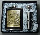 8oz Stainless Steel Hip Flask Double Head Eagle 2Cups 1Funnel in Gift 