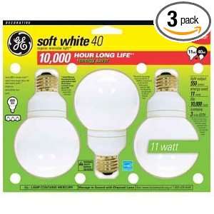   85392 11 Watt 500 Lumen G25 CFL Bulb, White, 3 Pack