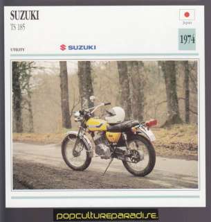 1974 SUZUKI TS 185 Motorcycle Dirt Bike PICTURE CARD  